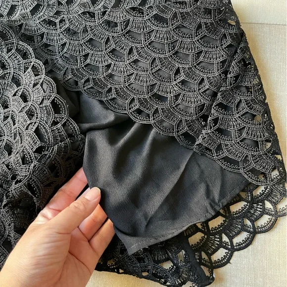 chinese dress ladies Sandro Black Lace Sleeveless Open Knit Overlay V-Neck Boho Mini Dress – Brie main image 0